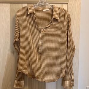 Neuflora Tan Gingham Long Sleeve Shirt